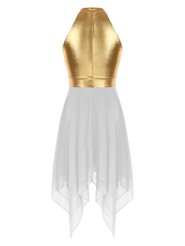 Women Color Block Sleeveless Lyrical Dance Dress(no white underdress) thumb