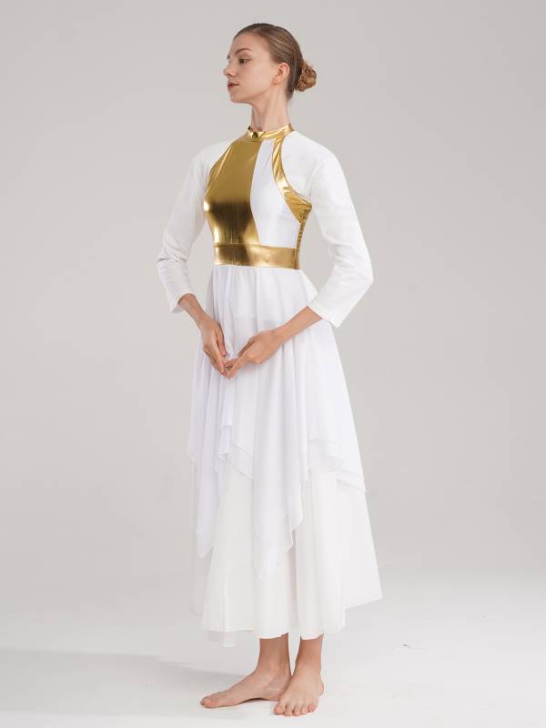 Women Color Block Sleeveless Lyrical Dance Dress(no white underdress) thumb