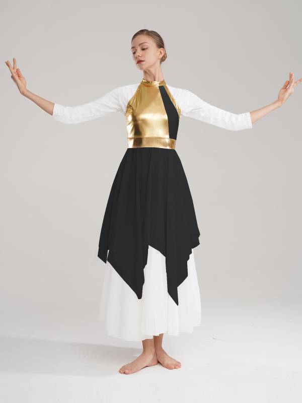 Women Color Block Sleeveless Lyrical Dance Dress(no white underdress) thumb