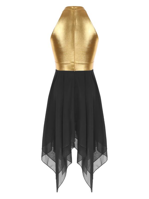 Women Color Block Sleeveless Lyrical Dance Dress(no white underdress) thumb