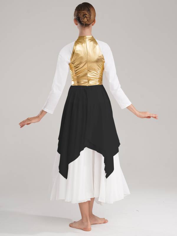 Women Color Block Sleeveless Lyrical Dance Dress(no white underdress) thumb