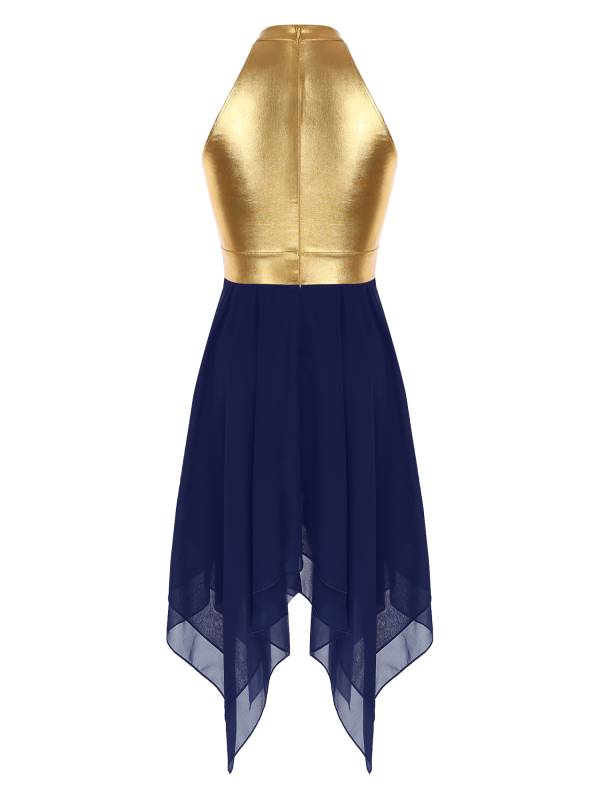 Women Color Block Sleeveless Lyrical Dance Dress(no white underdress) thumb