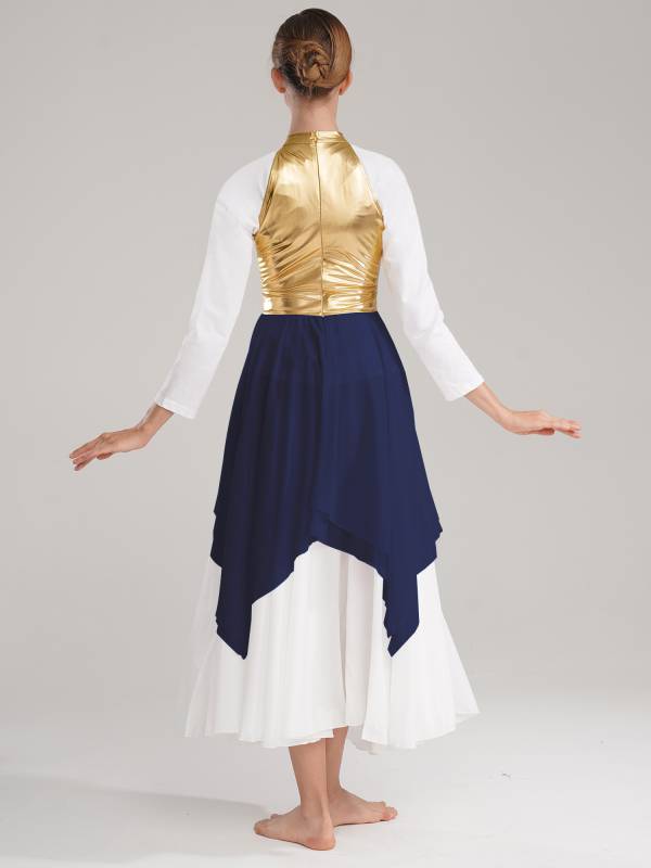 Women Color Block Sleeveless Lyrical Dance Dress(no white underdress) thumb