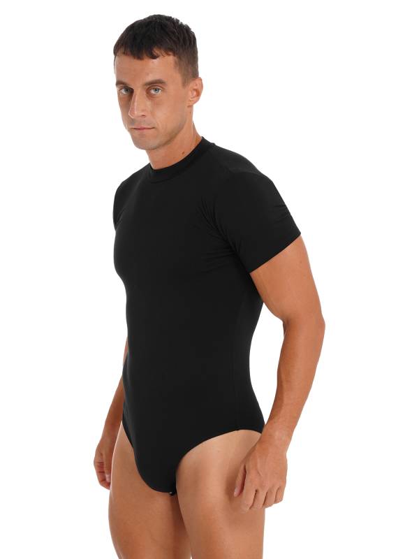 Men One-Piece Undershirt Short Sleeve Gymnastic Leotard thumb