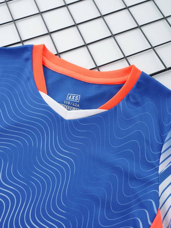 Kids Boys 2pcs V Neck Short Sleeve T-shirt and Shorts Football Uniform Set thumb