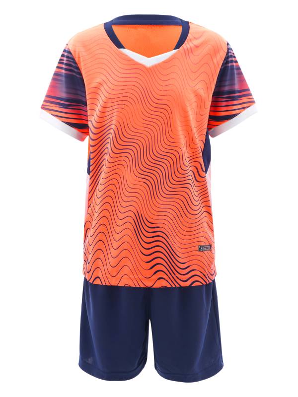 Kids Boys 2pcs V Neck Short Sleeve T-shirt and Shorts Football Uniform Set thumb