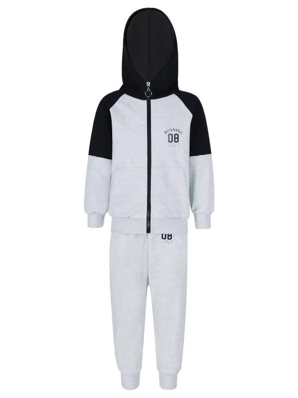 Kids Boys 2pcs Long Sleeve Zip-up Hooded Sweatshirt Jogging Pants Sports Set thumb