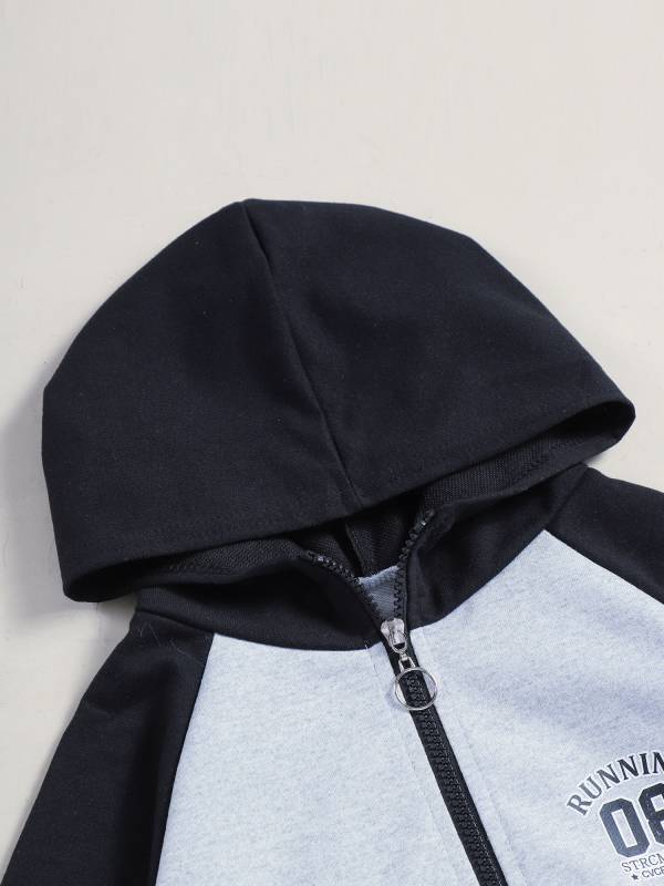 Kids Boys 2pcs Long Sleeve Zip-up Hooded Sweatshirt Jogging Pants Sports Set thumb