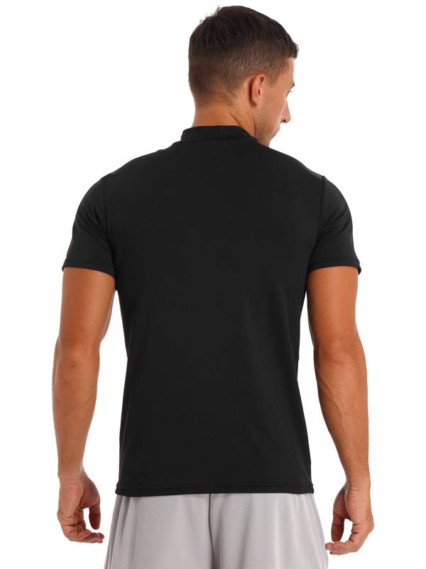 Men Mock Neck Short Sleeve Solid Color Slim Fit T-shirt thumb