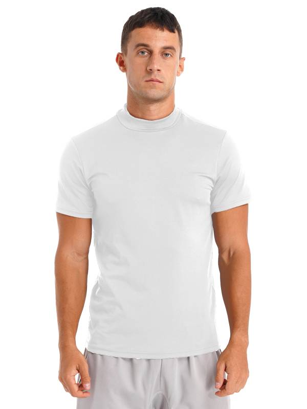 Men Mock Neck Short Sleeve Solid Color Slim Fit T-shirt thumb