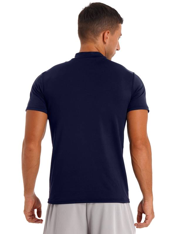Men Mock Neck Short Sleeve Solid Color Slim Fit T-shirt thumb