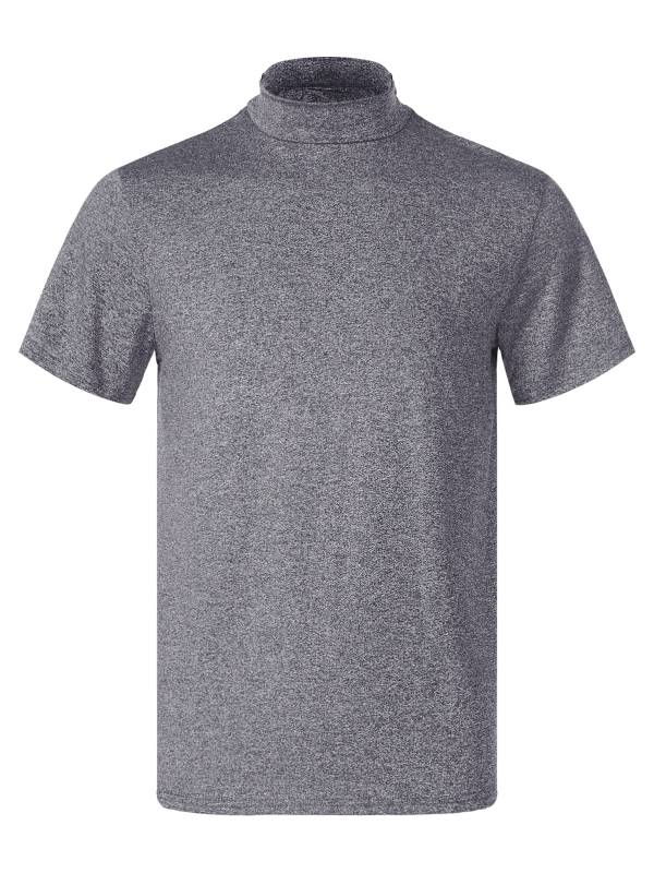 Men Mock Neck Short Sleeve Solid Color Slim Fit T-shirt thumb