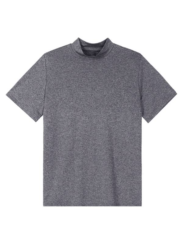 Men Mock Neck Short Sleeve Solid Color Slim Fit T-shirt thumb