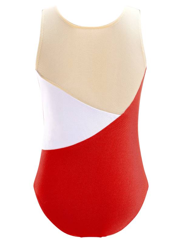 Kids Girls Sleeveless Glittering Sequins Gymnastics Skating Leotard thumb