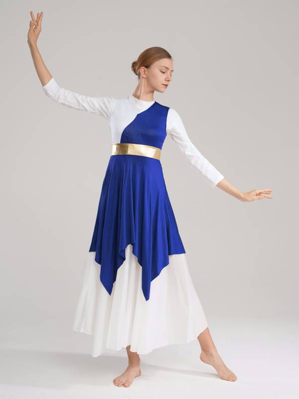 Women Sleeveless V Neck High Low Praise Dresses(no white underdress) thumb