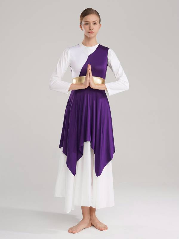 Women Sleeveless V Neck High Low Praise Dresses(no white underdress) thumb
