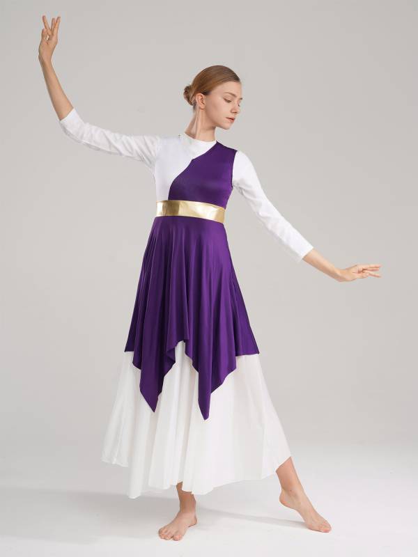 Women Sleeveless V Neck High Low Praise Dresses(no white underdress) thumb