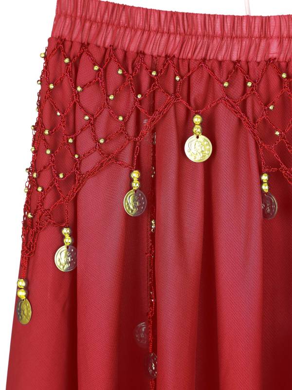 Women Sequin Beaded Chiffon Belly Dance Skirts thumb