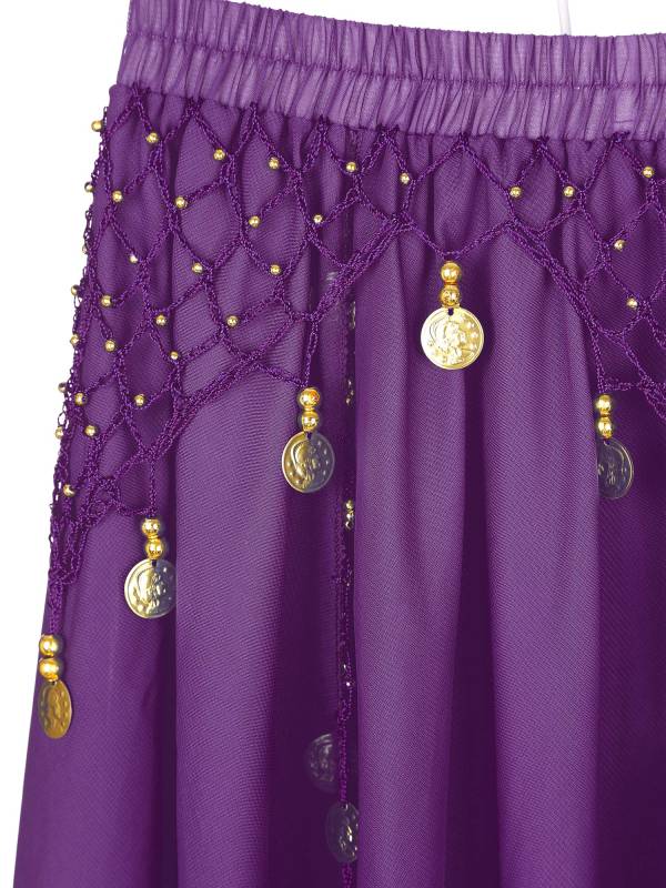 Women Sequin Beaded Chiffon Belly Dance Skirts thumb