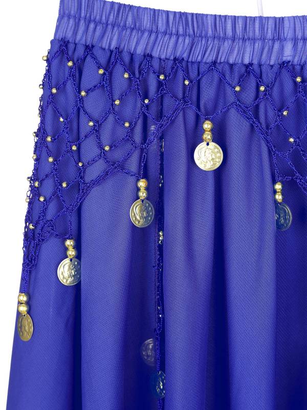 Women Sequin Beaded Chiffon Belly Dance Skirts thumb