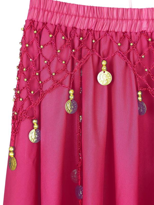 Women Sequin Beaded Chiffon Belly Dance Skirts thumb