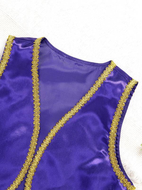 Kids Boys Glossy Open Front Vest Aladdin Cosplay Costume thumb