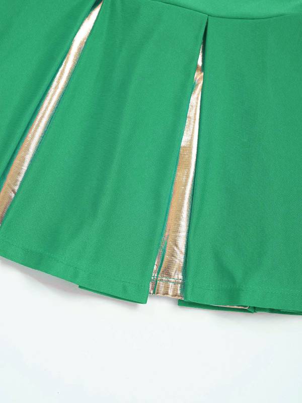 Kids Girls 2pcs Sleeveless Crop Top with Skirt Cheerleading Dance Set thumb
