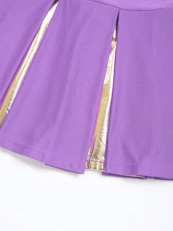 Kids Girls 2pcs Sleeveless Crop Top with Skirt Cheerleading Dance Set thumb