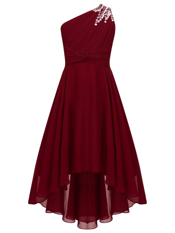 Kids Girls Sequin One Shoulder High-Low Dress thumb