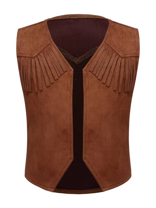 Kids Boys Cowboy Dress Up Fringe Vest Halloween Costumes thumb