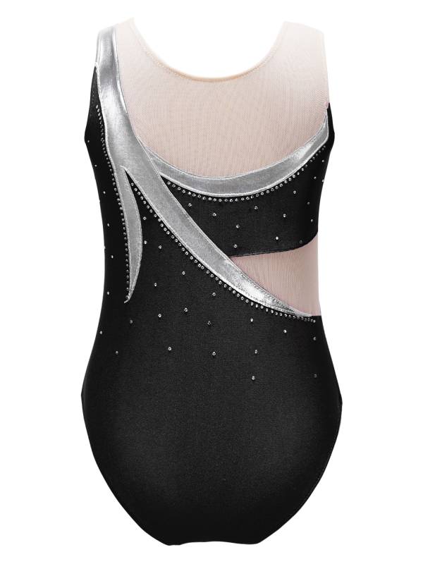 Kids Girls Sleeveless Round Neckline Skating Dance Leotards thumb