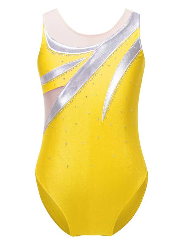Kids Girls Sleeveless Round Neckline Skating Dance Leotards thumb