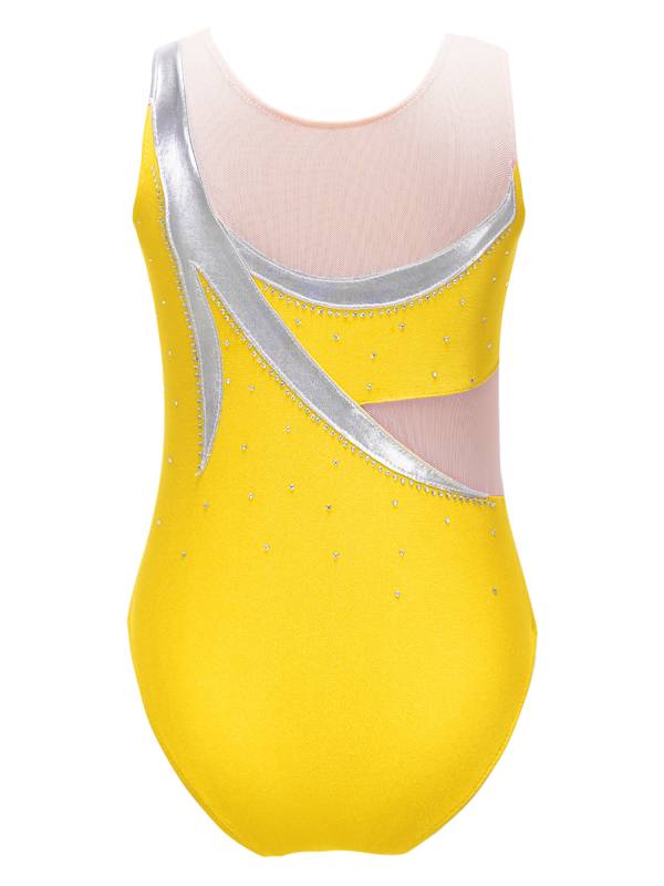 Kids Girls Sleeveless Round Neckline Skating Dance Leotards thumb