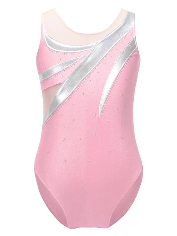 Kids Girls Sleeveless Round Neckline Skating Dance Leotards thumb