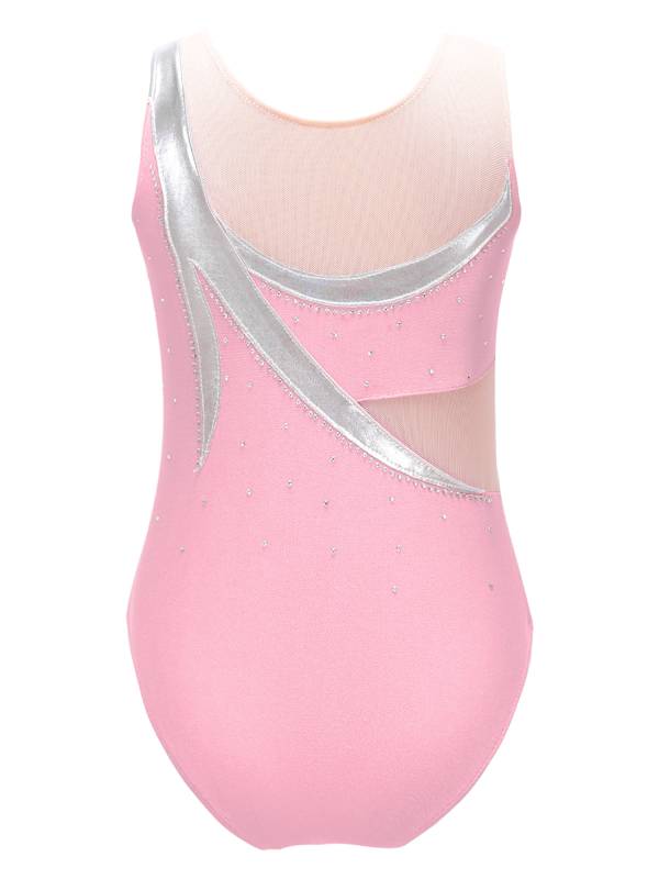 Kids Girls Sleeveless Round Neckline Skating Dance Leotards thumb