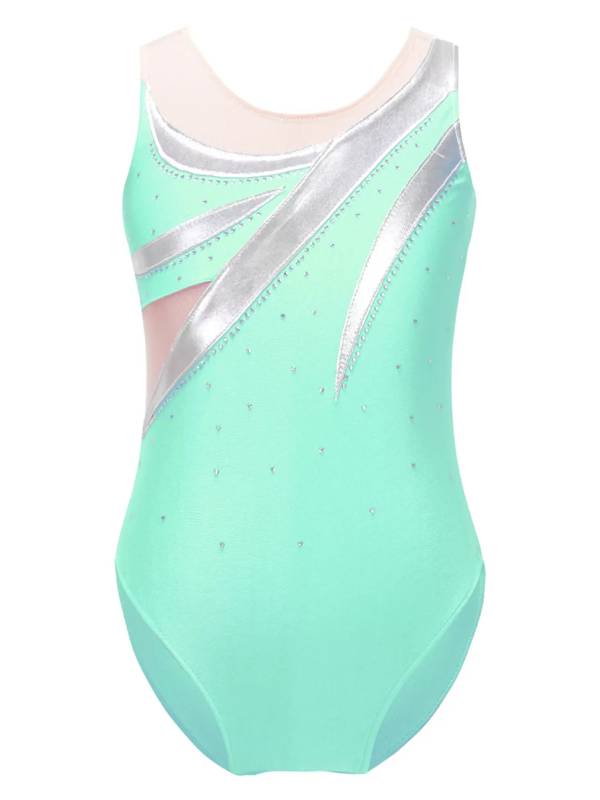 Kids Girls Sleeveless Round Neckline Skating Dance Leotards thumb