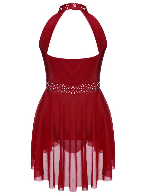 Kids Girls Sleeveless Backless Skating Dance Leotard Dress thumb