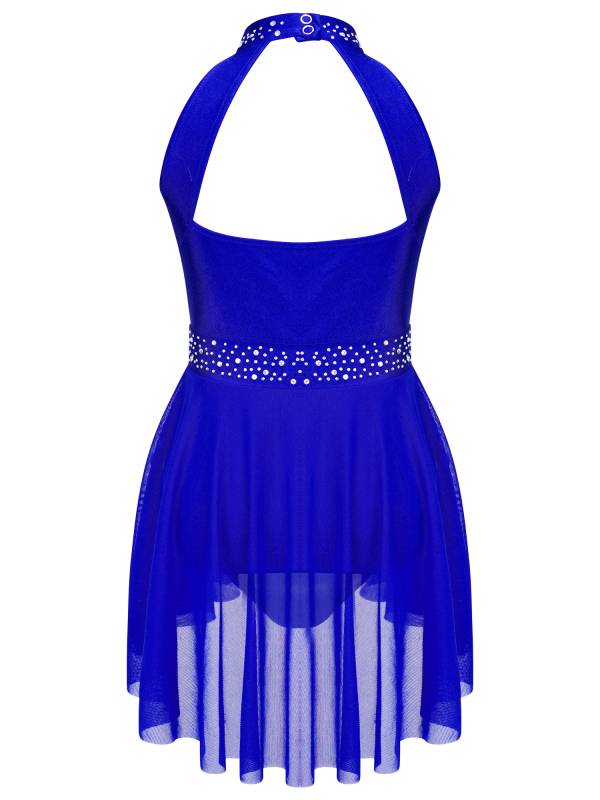 Kids Girls Sleeveless Backless Skating Dance Leotard Dress thumb