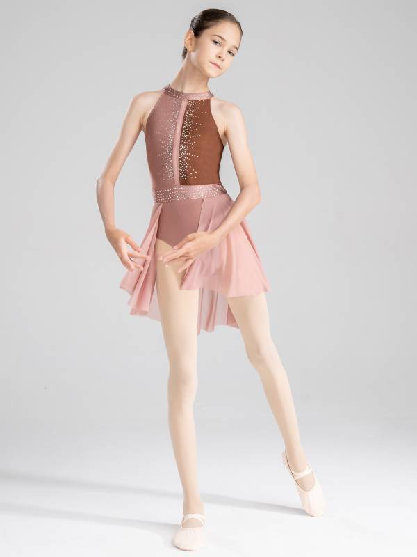 Kids Girls Sleeveless Backless Skating Dance Leotard Dress thumb