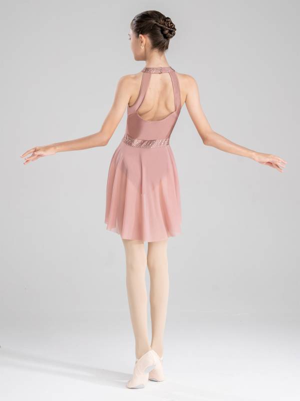 Kids Girls Sleeveless Backless Skating Dance Leotard Dress thumb