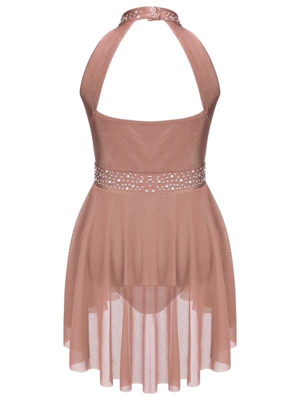 Kids Girls Sleeveless Backless Skating Dance Leotard Dress thumb