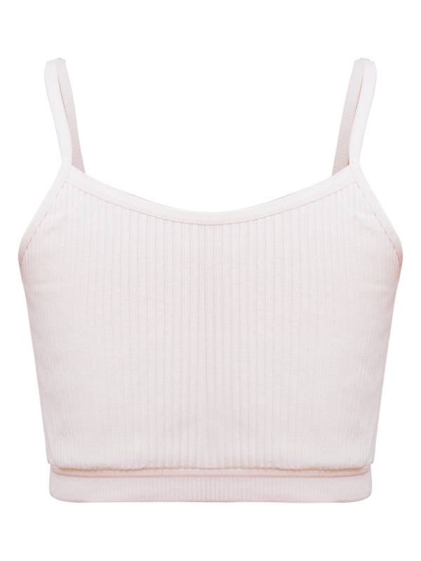 Kids Girls Ribbed Spaghetti Straps Crop Top Solid Sport Camisole thumb