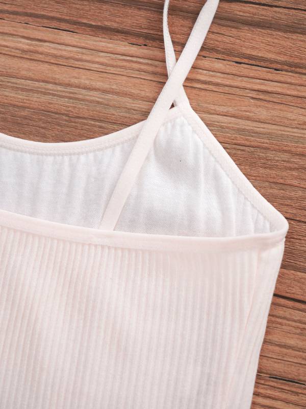 Kids Girls Ribbed Spaghetti Straps Crop Top Solid Sport Camisole thumb