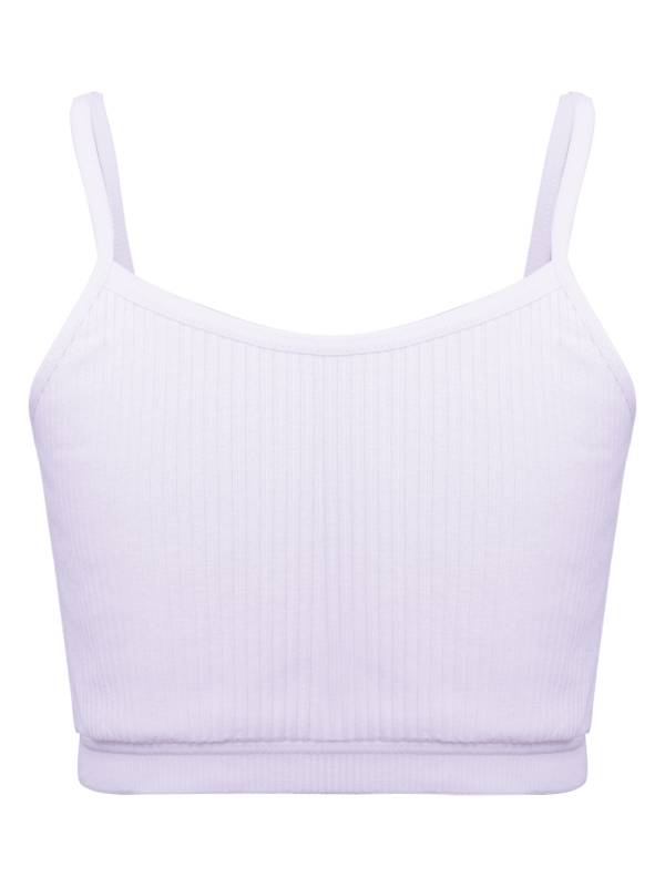 Kids Girls Ribbed Spaghetti Straps Crop Top Solid Sport Camisole thumb