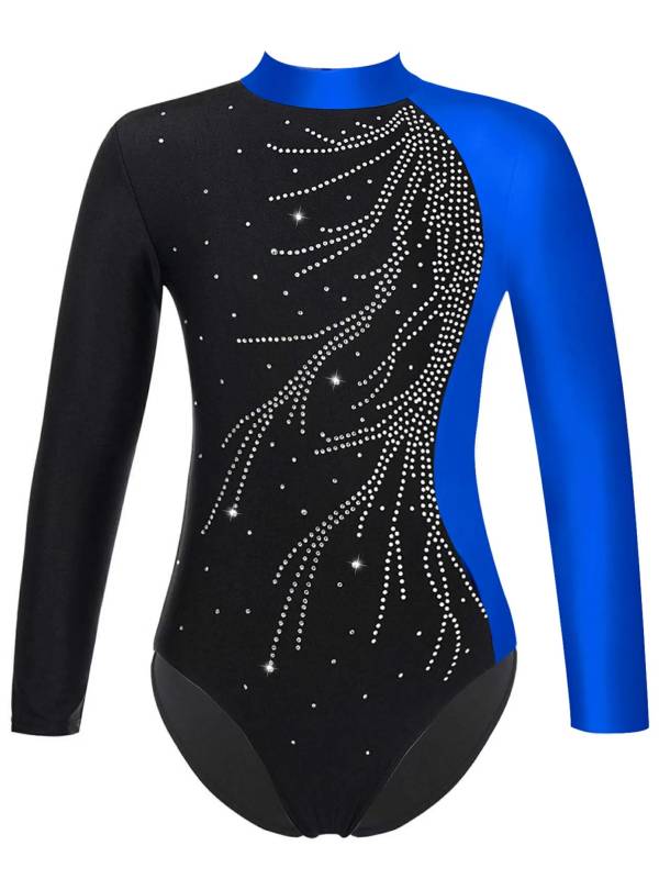 Kids Girls Long Sleeve Keyhole Back Gymnastics Leotard thumb