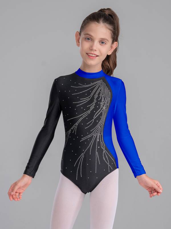 Kids Girls Long Sleeve Keyhole Back Gymnastics Leotard thumb