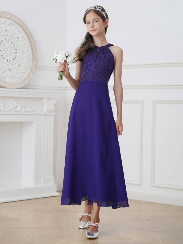 Kids Girls Back Hollowing Maxi Party Wedding Dress thumb