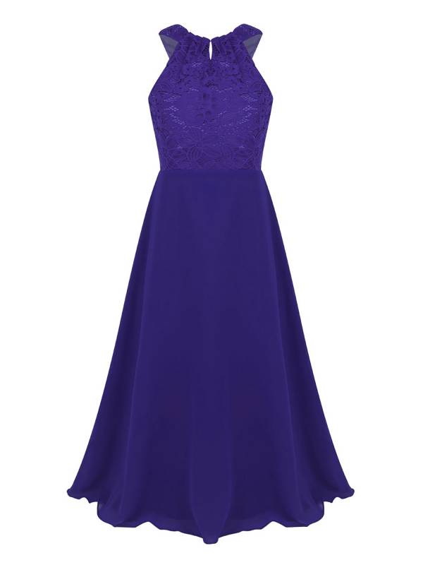 Kids Girls Back Hollowing Maxi Party Wedding Dress thumb