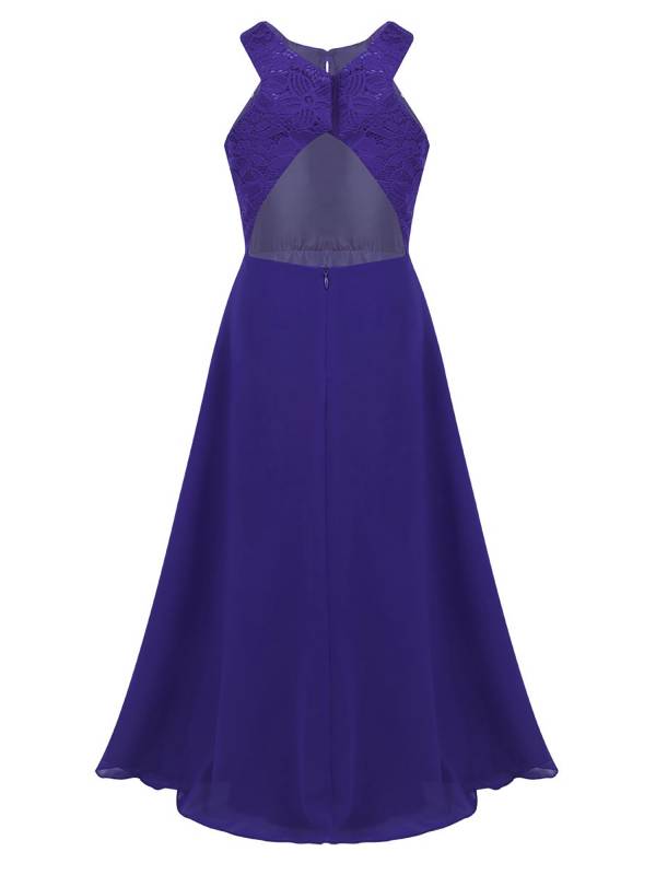 Kids Girls Back Hollowing Maxi Party Wedding Dress thumb