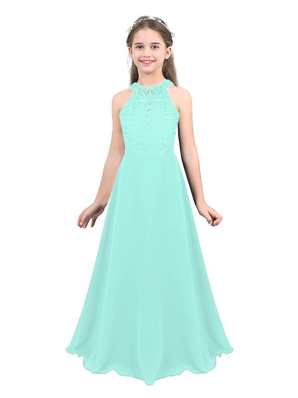 Kids Girls Back Hollowing Maxi Party Wedding Dress thumb